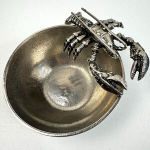 Vintage Mud Pie Lobster Bowl Aluminum Dip Dish Coastal Nautical - See Note